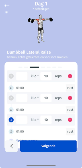 Trainingsschema in de club-app